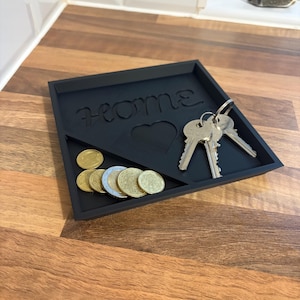 Square Home Catch All Tray, Key & Coin Holder, Entryway Key Tray, Minimalist Valet Tray, 3D Printed Dish, Hallway Organiser, Wallet Tidy