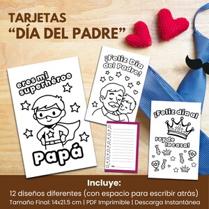 Tarjetas Día del Padre para Colorear e Imprimir | Actividad Infantil | Regalo Hecho por Niños | Manualidad en Español | Regalo para Papá