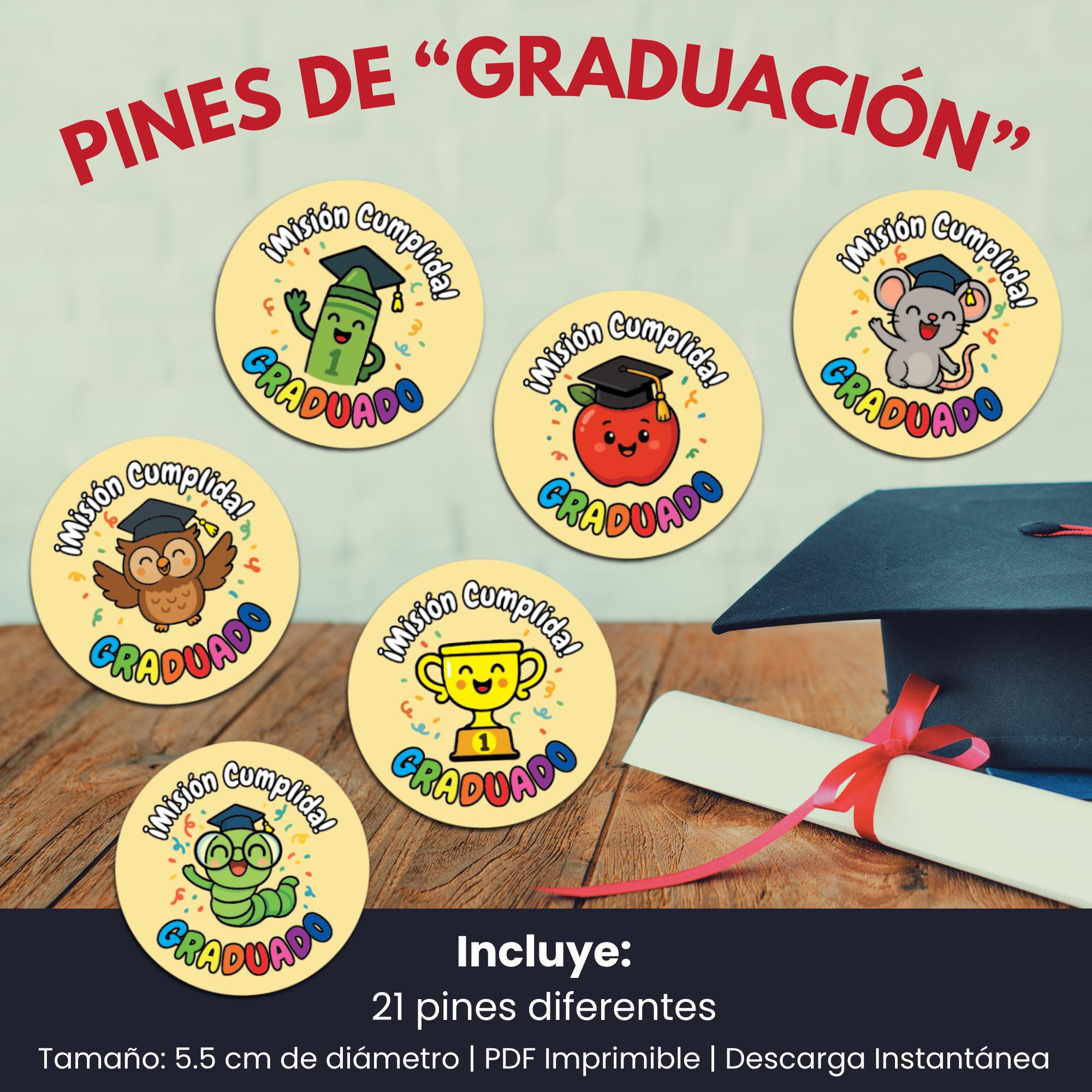 Graduation Pins in Spanish | Printable for Preschool & Elementary ...