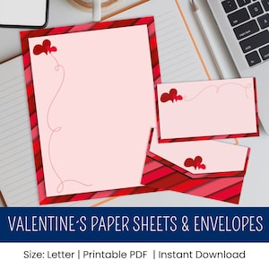 Lettres de la Saint-Valentin | Feuilles et enveloppes de la Saint-Valentin | PDF imprimable pour célébrer la journée de l'amour et de l'amitié | 6 feuilles + 6 enveloppes