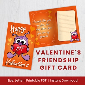 Tarjetas de Amistad para San Valentin | 5 tarjetas con mensaje de amistad | PDF Imprimible para celebrar el día del amor y la amistad