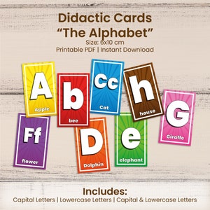 Lehrkarten für Kinder, Lernen Sie das Alphabet auf Englisch, Alphabetkarten, druckbares Lernspiel, Lernen zu Hause