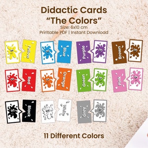 Tarjetas Didácticas Infantiles, Aprender los Colores en Inglés, Recursos Didácticos Escolares, Cartas para Aprender en Casa, Montessori