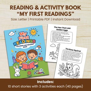 English Reading Book for Kids | Printable PDF | Preschool Educational Activity | 10 Stories + Coloring Exercises | Kids Learning Resources