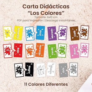 Downloadable and Printable Color Cards, Educational Game in Spanish, Activity for Preschool, Resources for Learning at Home