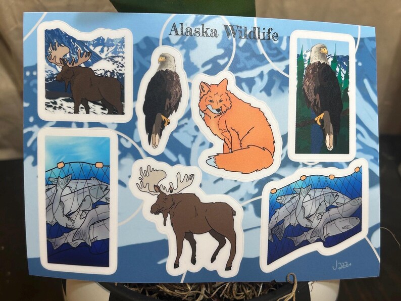 Alaska Wildlife Sticker Sheet - Etsy