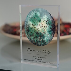 55-jähriges Jubiläum Sternenkarte Acrylblock, individuelles Jubiläumsgeschenk, Schreibtischfotoanzeige, Geschenk für Eltern, Raumliebhabergeschenk, Ehepartnergeschenk