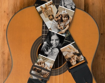 Ihr Foto-Gitarrengurt, personalisiertes Geschenk, individueller Gurt für Akkustik, E-Gitarre, Bass und klassische Gitarre, Einzigartiger Foto-Gitarrengurt