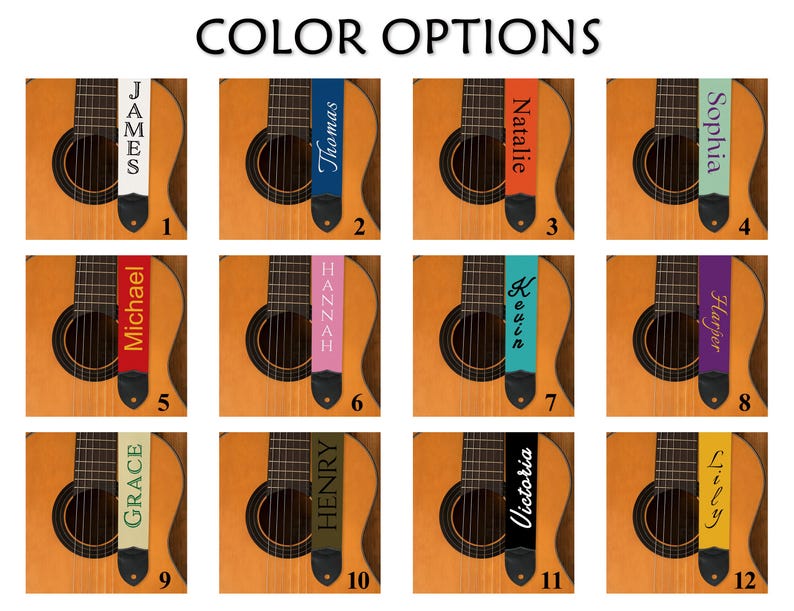 Handwriting Text Guitar Strap, Personalized Musician Gift, Customized Acoustic, Electric, Bass, and Classical Guitar Strap image 16