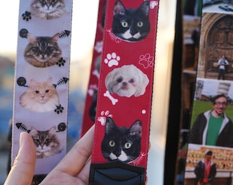 Cat Photo Guitar Strap, Personalized Pet Gift, Customized Acoustic, Electric, Bass, and Classical Guitar Strap, Pet Lover Guitar Strap