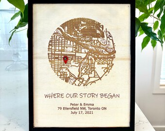 Custom Memory Map, Wood Memory Map, Personalized Map, First Home, Wedding, Engagement Gifts For Couple, Valentines Gift For Her, Valentines