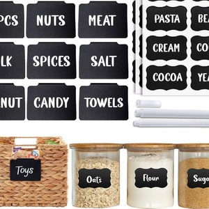 Clip On CHALKBOARD 94 Pcs Basket LABELS - Home Organization STICKER For Kitchen, Closet, Pantry And Bathroom