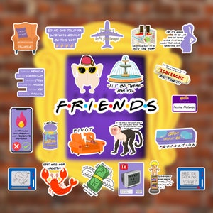 Friends TV Show Sticker Pack, Friends Party Decor, Party Printables, Friends Themed Decor, digitaler Download, Friends Party Zubehör