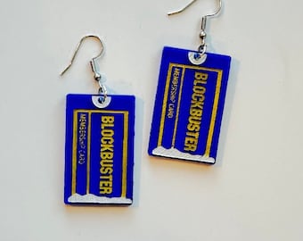 Blockbuster card earrings | blockbuster earrings | acrylic earrings | acrylic | handmade earrings | nostalgia