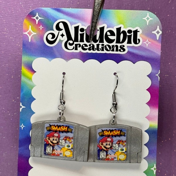 N 64 Game earrings | game cartridge earrings | Video game earrings | acrylic earrings | acrylic | handmade earrings | nostalgic game