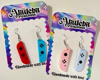 Switch Joycon Earrings: Handmade Acrylic Video Game Jewelry