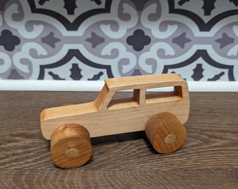 100% Natural Wooden Toy Car Wide Wheels