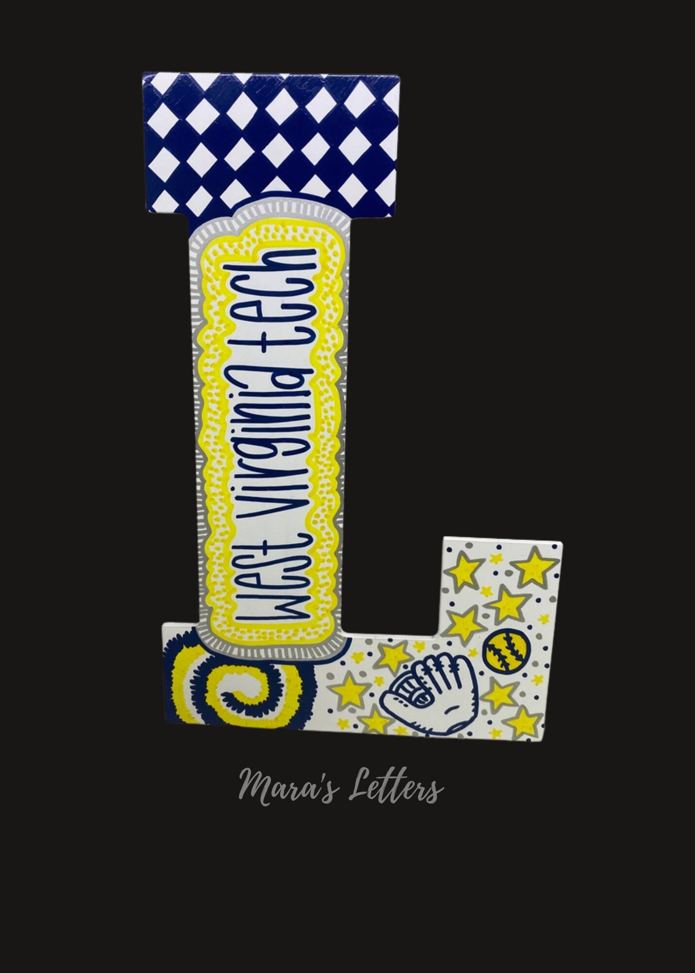Custom Hand-painted College Themed Letter 13