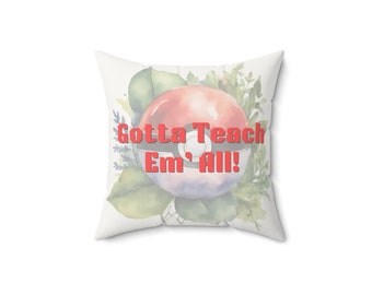 Teacher Floral Poke--ball Poke-mon Spun Polyester Square Pillow | Poke-mon Home Decor | Teacher Gifts and Classroom Decor