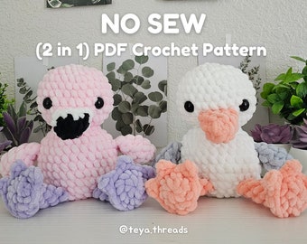 Patrón de ganchillo sin costuras de flamenco y gaviota (PDF)