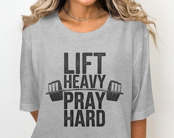 Lyft tungt, be hårt, t-shirt, motiverande fitnesströja, träningsgymtröja, gymkläder, fitnessentusiastpresent, träningsmotivation