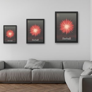 Fireball Poster, Modern Wall Art, Abstract Art, Digital Art Print, Home Decor, Office Decor, Unique Art, Colorful Wall Decor image 3