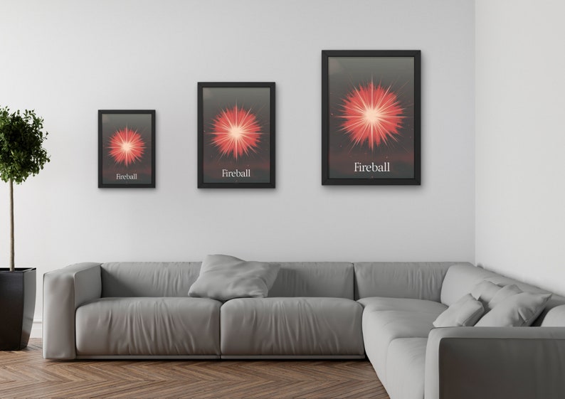Fireball Poster, Modern Wall Art, Abstract Art, Digital Art Print, Home Decor, Office Decor, Unique Art, Colorful Wall Decor image 3