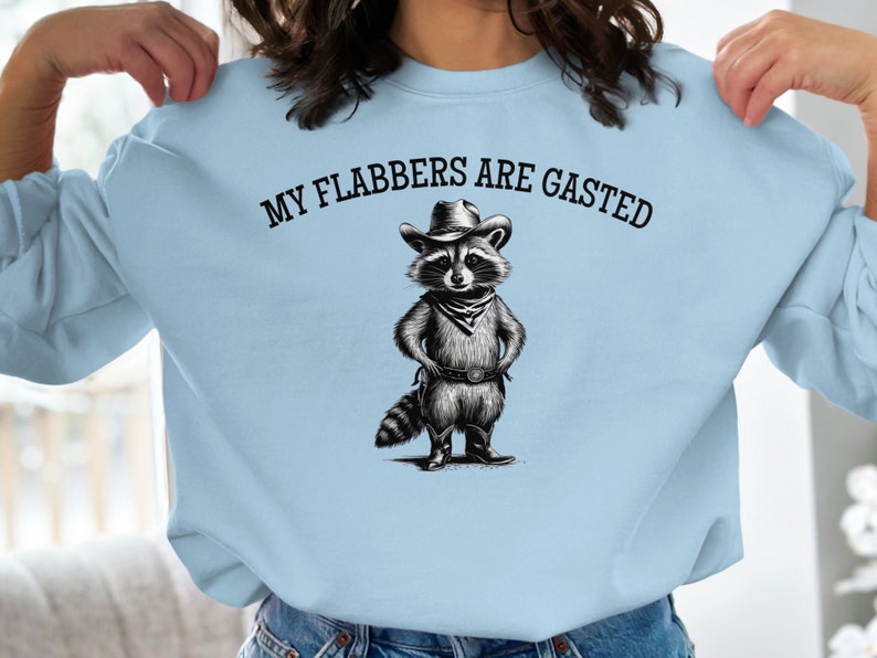 Raccoon Cowboy T-Shirt, Funny Graphic Tee, My Flabbers Are Gasted Shirt, Humorous T-Shirt, Cute Animal Tee, Novelty Gift for Her Him image 6