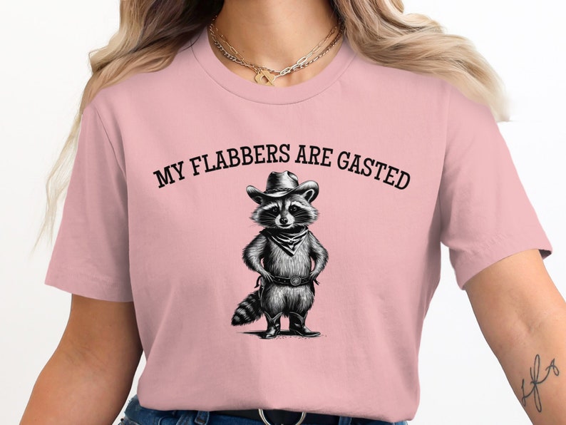 Raccoon Cowboy T-Shirt, Funny Graphic Tee, My Flabbers Are Gasted Shirt, Humorous T-Shirt, Cute Animal Tee, Novelty Gift for Her Him image 2