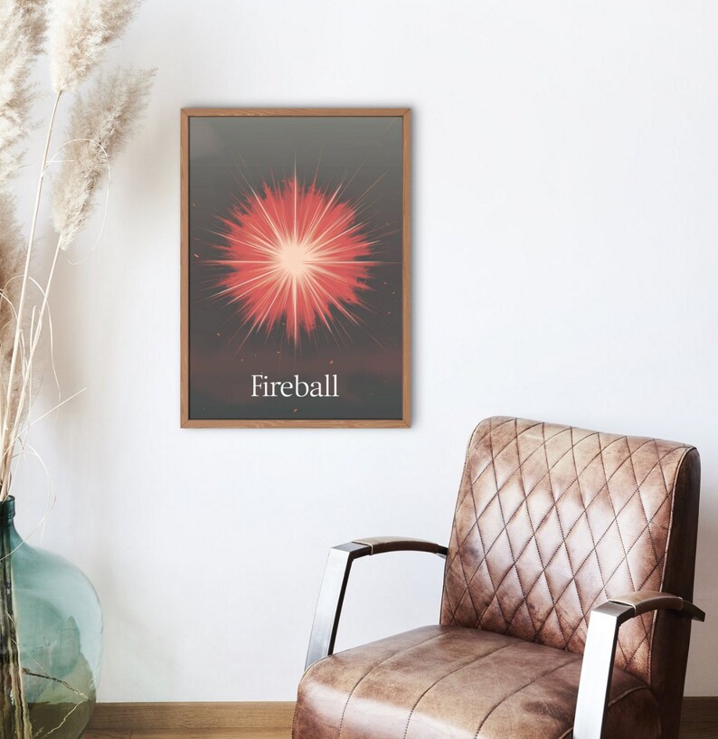 Fireball Poster, Modern Wall Art, Abstract Art, Digital Art Print, Home Decor, Office Decor, Unique Art, Colorful Wall Decor image 4