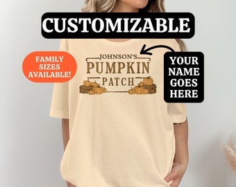 Custom Pumpkin Patch Shirt, Family Shirt, Customizable Fall T-Shirt, Personalized Autumn Tee, Pumpkin Farm Graphic Tee, Halloween Shirt