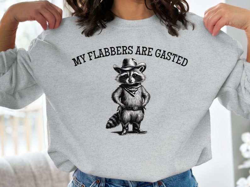 Raccoon Cowboy T-Shirt, Funny Graphic Tee, My Flabbers Are Gasted Shirt, Humorous T-Shirt, Cute Animal Tee, Novelty Gift for Her Him image 5