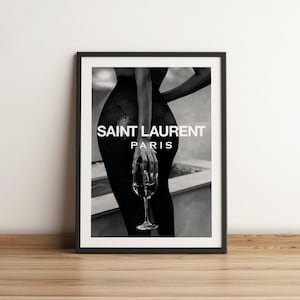 Schwarz-weißer Designerdruck, großer Poster-Download, Modedesigner-Drucke, Mode druckbare Wandkunst, Saint Laurent
