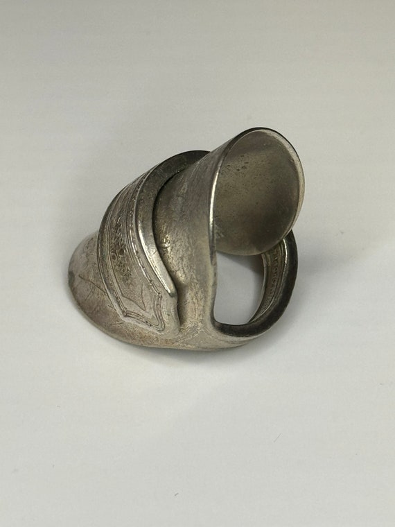 Vintage Silver Teaspoon Statement Ring - image 4