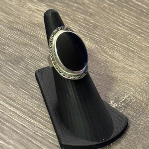 Vintage Sterling Silver Black Onyx Statement Ring