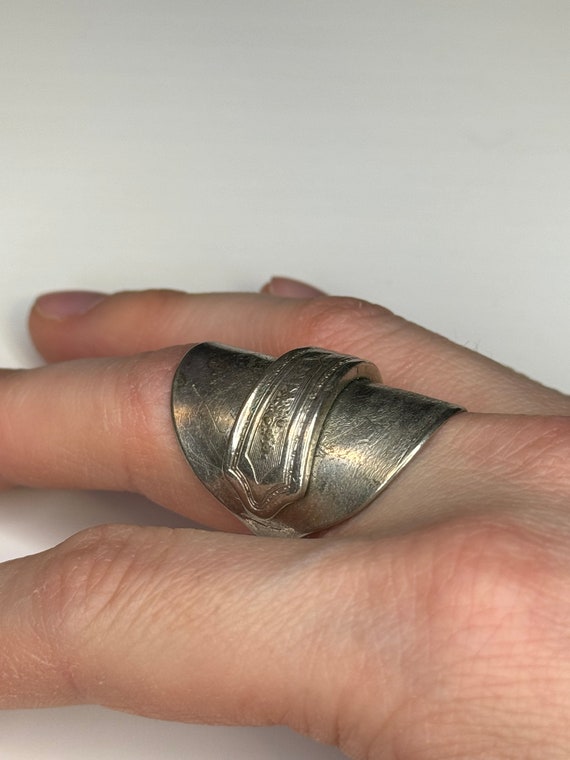 Vintage Silver Teaspoon Statement Ring - image 5
