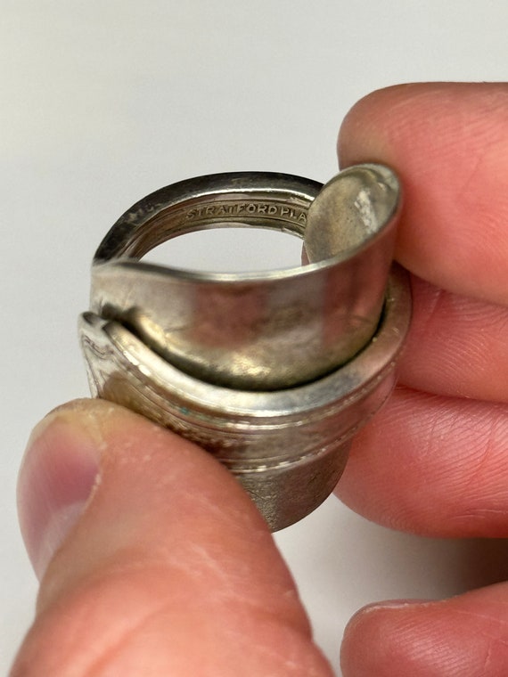 Vintage Silver Teaspoon Statement Ring - image 2