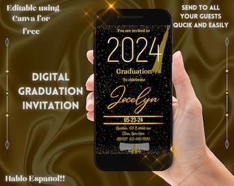 Electronic graduation invitation Editable template College grad announcement Class of 2024 Grad party 2024 Digital DIY Download Template