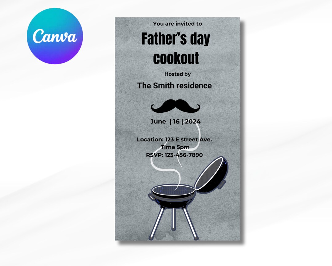 Customizable Fathers Day Invitation Diy Fathers Day Cookout Invitation ...