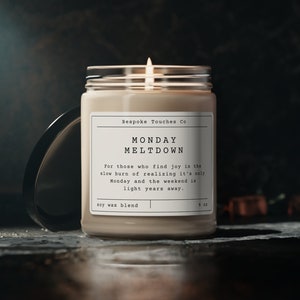 Monday Meltdown | Funny Adulting Gift | Adult Humor | Relatable Candle | Witty Home Decor | Self Care | Sarcastic Quote | Sarcastic Candle