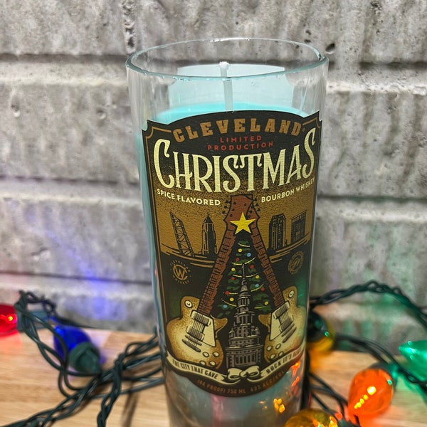 Upcycled bourbon bottle soy candle