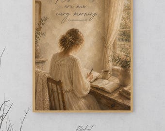 Christliche Wandkunst, Wehklagen 3:23 Vers, Vintage Ölgemälde Stil (Digitaler Download)