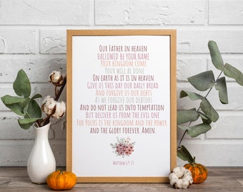 Das Vaterunser Printable | Christliche Schrift Wandkunst (Digitaler Download)