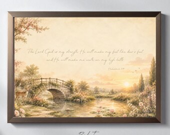 Hirsch Aquarell Bibel Vers Kunst, Habakuk 3:19 Schrift Druck (Digitaler Download)