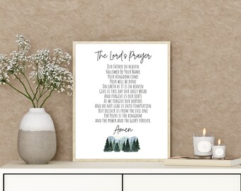 Our Father In Heaven Hallowed Be Your Name, The Lord's Prayer, Bible Verse Printable Art, Scripture, Bible Quote, Christian Decor