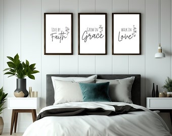 Glaube Anmut Hoffnung christliche Wandkunst Drucke, moderne Schrift (digitaler Download)