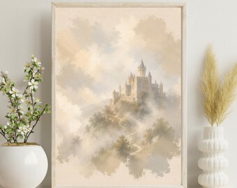 Neutrales Schloss Wand Kunst Poster / Leinwand, Verträumte impressionistische Landschaft