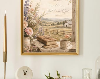 Psalm 46:10 Bibel-Vers-Druck - Be Still Aquarell Schriftkunst (Digitaler Download)