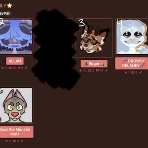 Puede incluir: Una pantalla digital con seis iconos de personajes ilustrados etiquetados del 1 al 5 y Toad the Monster Mutt. Los iconos incluyen una criatura rosa, una figura azul, una criatura marrón con gafas, un personaje azul claro, un dragón morado y un perro gris.