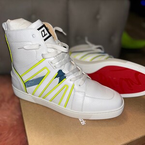 White and gold red bottom sneakers sale